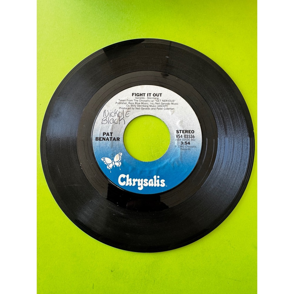 Pat Benatar Little Too Late Fight It Out 45 RPM 7" Vinyl Record Chrysalis 1982